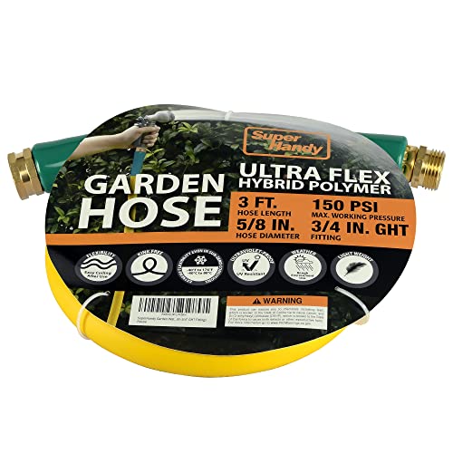 SuperHandy Tuyau d'arrosage pour Lavement de Jardin13mm x 0.9m Tuyau d'entrée en polymère Hybride Ultra-Flexible Commercial très résistant. Pression Max. 150 PSI/10 Bar avec raccord en plastique Cover