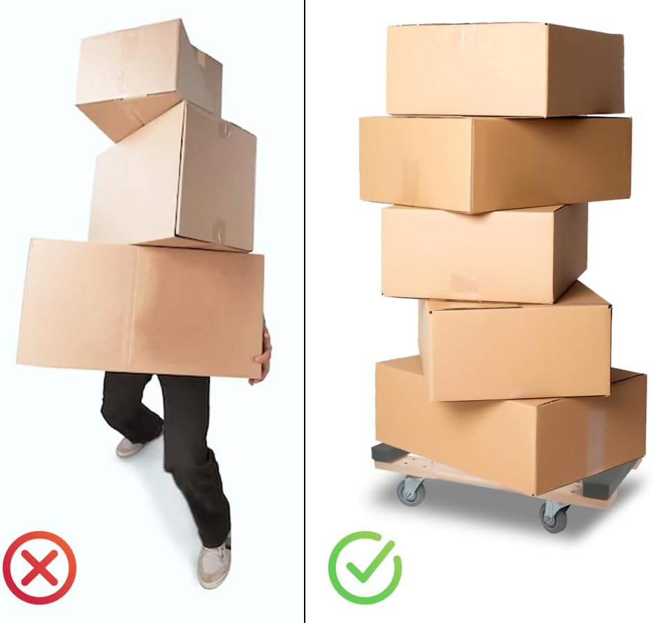 Mytee Products 2 Pack 32"x18" Rubber Caps Moving Dolly with 4" Non-Marking Swivel Caster Wheels 1000 lbs - Chicago Style Heavy Duty 4 Wheel Dolly Cart for Moving Industrial Heavy Loads, Furniture