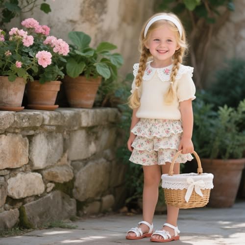 Image of Kolan Toddler Girl Sandals Open Toe Flat Princess Dress Shoes Little Kids