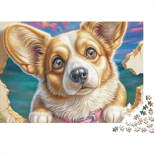 Puzzle de Corgi con mirada curiosa, entretenimiento tierno y creativo de 1000 piezas