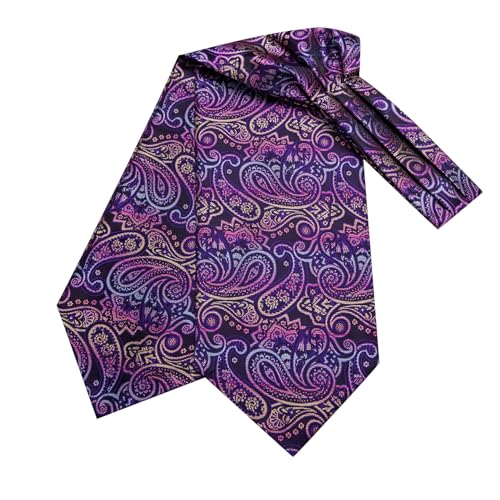 Image of Dubulle Paisley Floral Ascot for Men Self Tie Mens Cravat and Pocket Square Cufflinks Wedding
