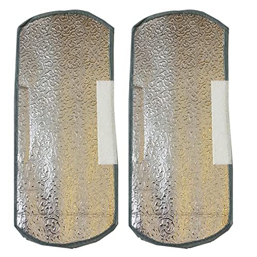 Image of standard size Silver Decorative Fridge Top Cover And 2 Fridge Handle Covers, Washable Refrigerator Fridge Handle For All Brands Single Door Double Door Safe and Shock Proof With Dirt Free