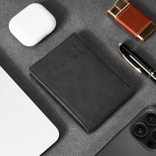 Image of Gostwo Mens Slim Bifold Wallet, RFID Blocking with ID Window & Card Slots | Faux Leather, Slim Front Pocket Fit, Multi Card Slots, RFID Privacy Protection, Gift for Men, Boy, Teen
