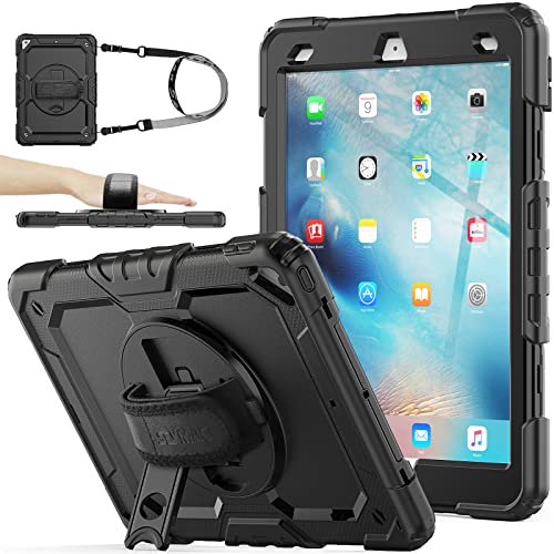 SEYMAC stock iPad Air3�p/iPad Pro 10.5�p �P�[�X �ϏՌ� �ی�t�B�����t�� �y�����[ 360°��]�X�^���h �n���h�X�g���b�v �V�����_�[�X�g���b�v �S�ʕی�J�o�[�i�u���b�N�j