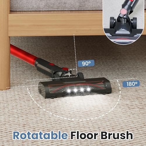 Image of OLIXIS Cordless Vacuum Cleaner, Rechargeable Upright Cleaner with Flexible Steering, Extendable Wand, LED Headlight, 3 Brushes & Wall Mount, Handheld Vacuum for Hardwood Floor Home Cleaning
