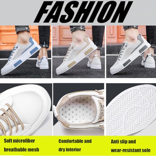 Men's Comfortable Lace Up Mesh Breathable Skateboard Shoes Lightweight Low Top Sneakers Casual Athletic Walking Shoes3