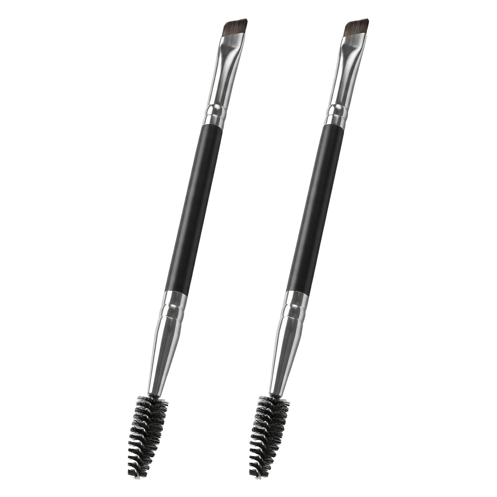 Pędzel do brwi z podwójną końcówką, kątowy pędzel do brwi i eyeliner do precyzyjnego nakładania makijażu (czarny)