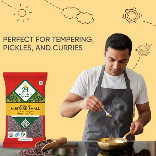 Image of 24 Mantra Organic Mustard Seeds Small /Sarson k beenj /Ava Ginjalu - 100gms | Pack of 2 | Chemical Free & Pesticides Free | Unadulterated | Rich Flavour | Minimally Processed