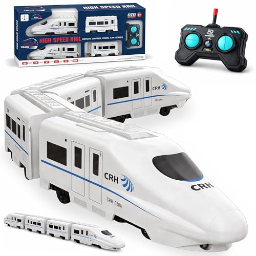 Image of The Little Ones Remote Control Train Set - RC Toy Train with Track Set for Kids Boys & Girls Train Set Toys with Light Sound & Spray Flashing Light, DIY Educational Track Set Gifts [Speedy Rail]