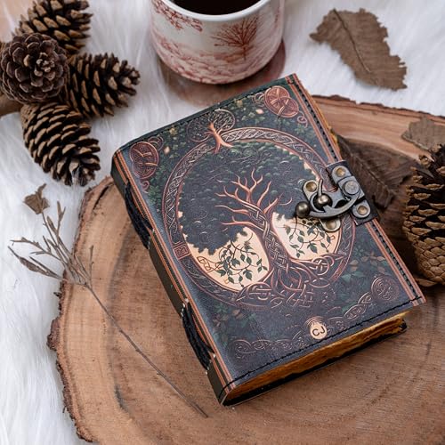 Image of CRAFT JUNKY Vintage Leather Journal Diary for Women and Men Travel Diary Notebook for Writing Deckle Edge Paper (Tree Root, 17.78 x 12.7 cm)