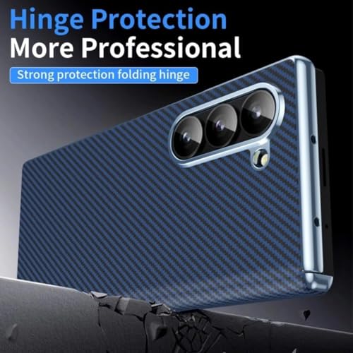 Image of TechTrendz Electroplated Carbonn Fiber Pattern Case for Samsung Galaxy Z Fold 6 Phone with Built-in Tempared Glass Cover with Hinge Protection Compatible with Z Fold 6 5G (Black)