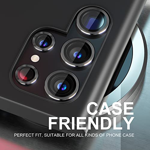 Image of Choiche for Samsung Galaxy S23 Ultra Camera Lens Protector, Scratch-Resistant Tempered Glass with Alloy Edge Camera Cover Screen Protector Decoration Accessories for S23 Ultra 5G 2023 - Black