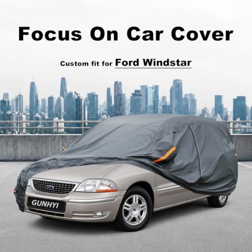 Image of GUNHYI Premium Car Cover Custom Fit Ford Windstar, 16 Layers Heavy Duty Car Cover Waterproof All Weather with Zipper Door for Sun Rain Snow Dust Uv Protection