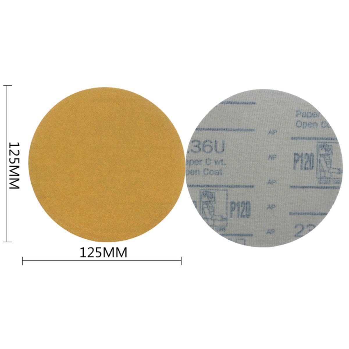 100 szt. 5-calowych samoprzylepnych tarcz do szlifowania na sucho – 6 ziaren do drewna, metalu i nie tylko(180grit)