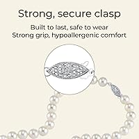 Vista 8 de The Pearl Source - Collar de oro de 14 K de calidad AAAA con perlas cultivadas en agua dulce blancas para mujer - Regalos de perlas para Navidad