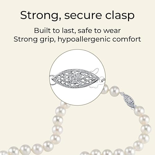 Miniatura 8 de The Pearl Source - Collar de oro de 14 K de calidad AAAA con perlas cultivadas en agua dulce blancas para mujer - Regalos de perlas para Navidad,