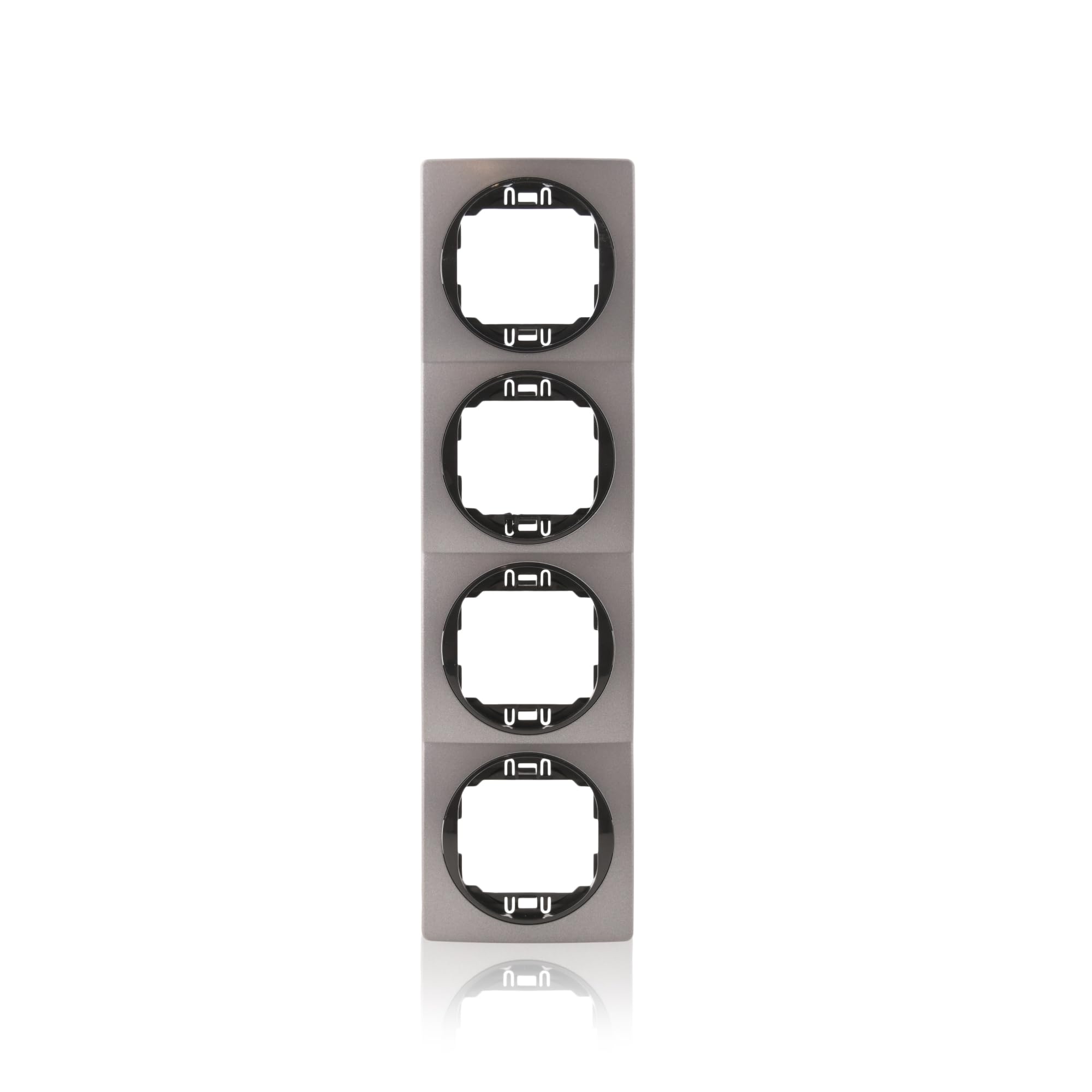 Set 4x Datenbuchse Schwarz 2xRJ45 Cat 6 FTP Ø60mm & 4fach Rahmen Anthrazit/Schwarz 80x293mm vertikal