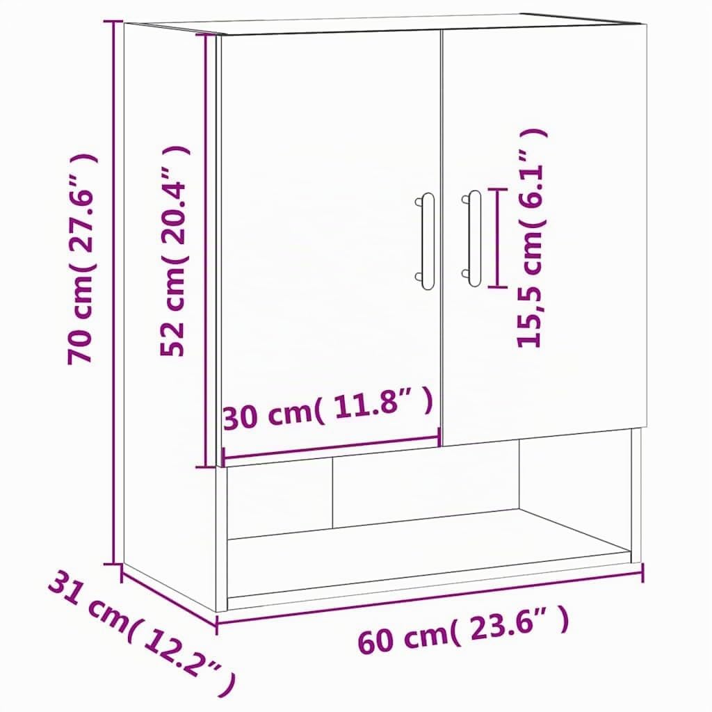 vidaXL Armoire Murale Gris béton 60x31x70 cm Bois d'ingénierie
