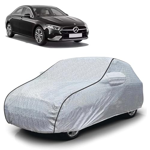 Image of Sulfar 100% Waterproof Car Body Cover Compatible with Mirror for Mercedes Benz AClass (Triple Stitched, Full Bottom Elastic, Magic Silver with Black Piping)