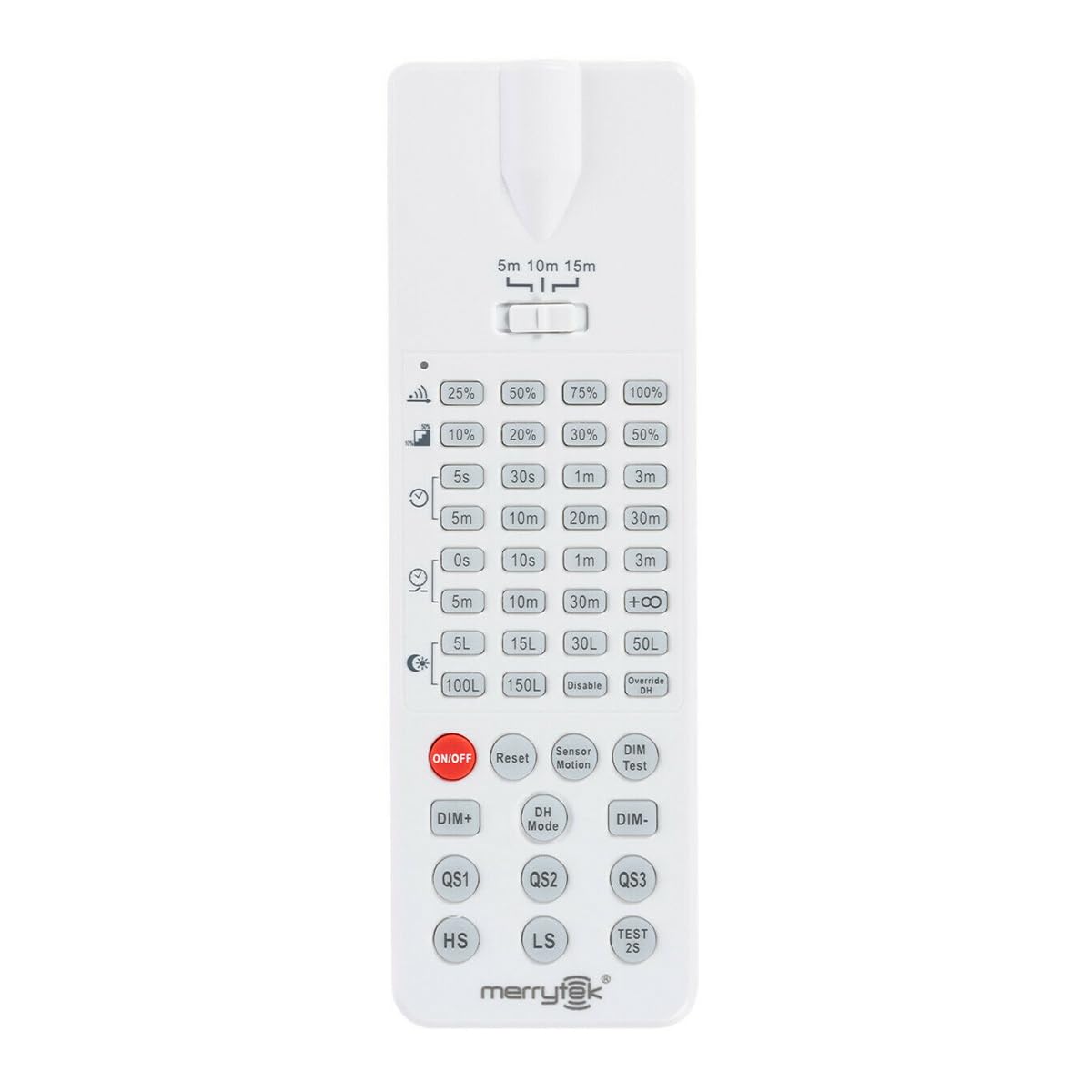 Merrytek MH10 Fernbedienung IR für RC-Sensoren MC054V RC2 MC079D RC MSA012 zur Einstellung von Bewegungsmelder LED Leuchten Reichweite 20 m