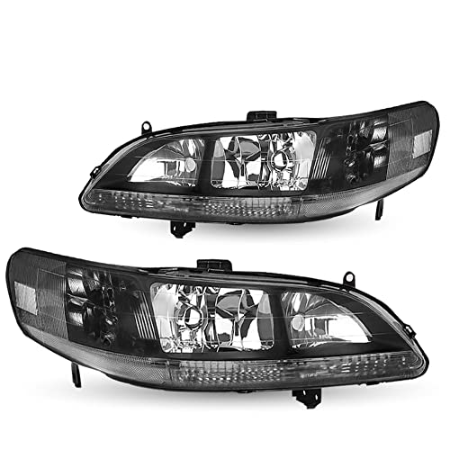 TUSDAR Headlight Assembly Compatible with 1998 1999 2000 2001 2002 Honda Accord OEM Headlamp Chrome Housing with Clear Reflector (L+R)