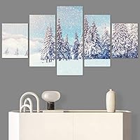 SIGNWIN 5 Panel Canvas Wall Art Modern Art Forest Multicolor Photography Relax/Calm Romantics Scenic for Home Decorations Ready to Hang - 60