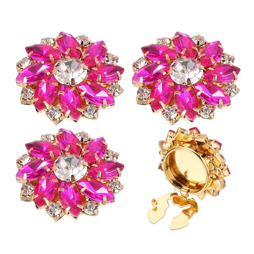 PATIKIL Button Covers for Women, 4 Pcs Rhinestone Button Cover Crystal Cuff Links Cufflinks for Men Shirts Blouses Sleeve Dress Tuxedo Business, Rose Red