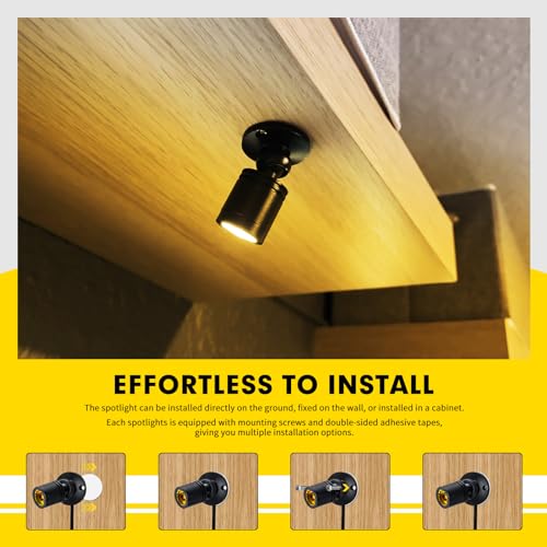 Image of LED Mini Spot Light 6PCS, 1W 5VLed Spotlight Indoor with Dimmer, Dimmable LED Mini Spotlight Indoor Accent Lights Adjustable for Picture Painting Model Display Jewelry Showcase (Warm White)