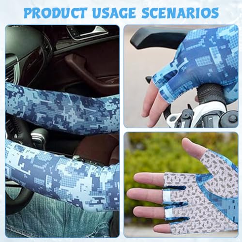 Image of PALAY Arm Sleeves UV with Compression & Cooling Effect, UV Protection Gloved Arm Sleeves for Men & Women Cycling Ice Arm Sleeve Fingerless Sun Compressionm for Golf, Baseball, Basketball