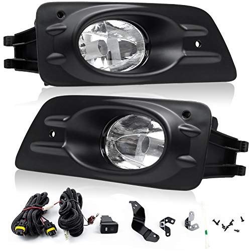 RP Remarkable Power, Fog Light for 2006 2007 Accord 4DR(4 Door) Driving Bumper Lamps with Wiring Harness& Switch Clear Lens Kit FL7048