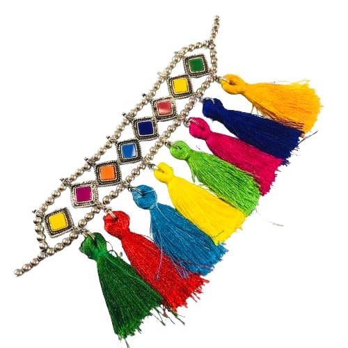 Garba Navratri Jewellery Sets for Women German Silver Oxidised Silver Necklace Sets with Matching Earrings for Women and Girls.