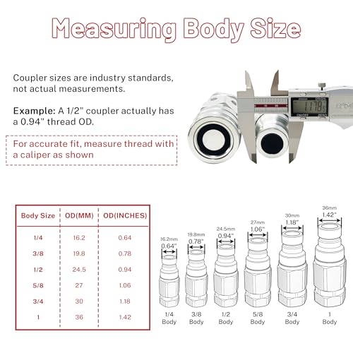 Image of Flat Face High Flow Skid Steer Hydraulic Quick Connect Couplers Set | 3 /4 inch Body x 1 inch SAE (1 15 /16-12 ORB) | 5076 PSI | ISO 16028 w /Dust Caps