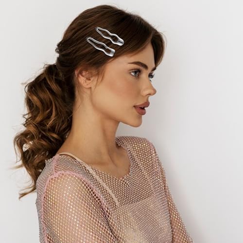 6 Piezas Pinzas de Pelo de Metal Plateadas con Onda, Clips Pequeños para Flequillo, Pinzas de Cocodrilo para Mujeres, Accesorios para Cabello Grueso y Fino miniatura 6