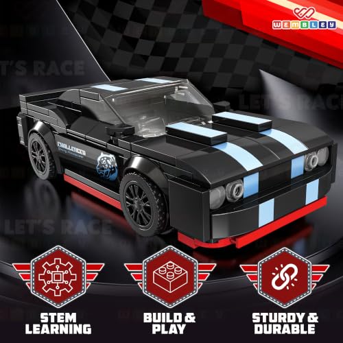 Image of Wembley Race Mechanic Series 241 PCS | High Speed Car Building Blocks Set for Kids 3+ Years | Pull Back Sports Car Construction Toy | STEM DIY Building Kit with Rotatable Tires | Gift for Boys & Girls