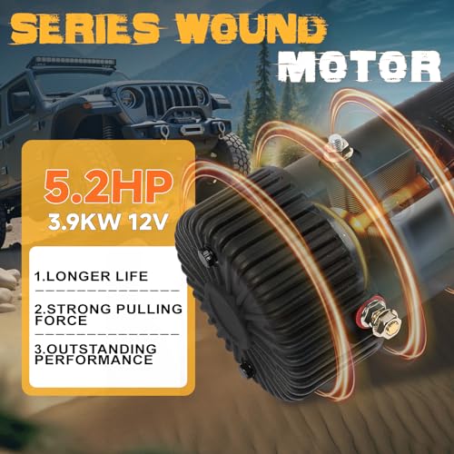 Winch eléctrico 10000 lb motor 12V control remoto para vehículo miniatura 3