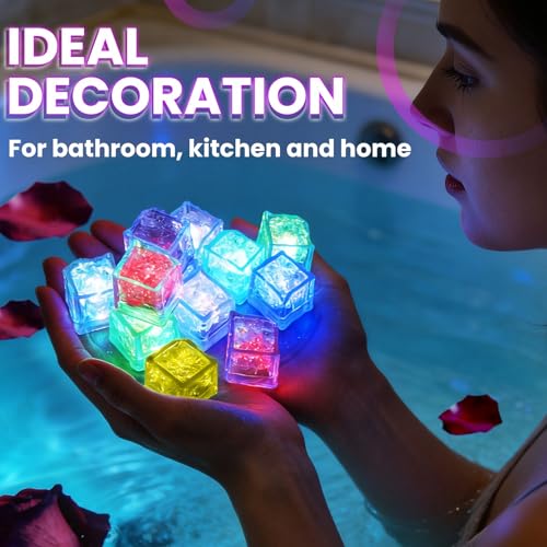 Cubos de hielo luminosos multicolor con luces cambiantes, 12 unidades miniatura 3