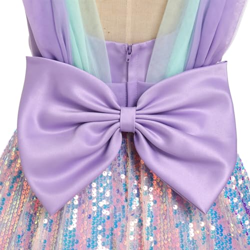 IBTOM CASTLE Toddler Baby Girl Birthday Party Dress Mermaid Princess Sleeveless Sparkle Sequins Bow Ruffle Tulle Tutu Dress4