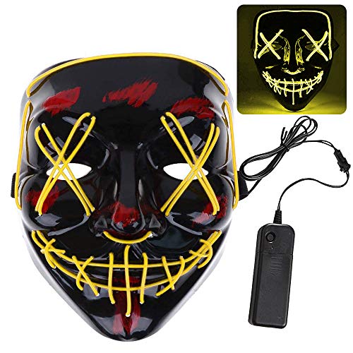 ZoneYan Leuchtende Maske, Halloween Maske LED Grün, LED Grusel Maske Rot Blau, LED Maske Purge Maske mit 3 Blitzmodi, für Halloween, Karneval, Cosplay, Dekoration