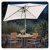 ISOISL Rechthoekige parasol, 210 x 140 cm / 300 × 200 cm, tuinscherm, terrasparasol, parasol met ledverlichting, rechthoekig, kantelbaar, grote parasol voor balkon, terras, tuin, Rechthoekige parasol