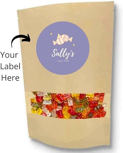 Miniatura 2 de 50 bolsas de papel kraft de pie, bolsas de pie Ziplock con ventana, reutilizables, bolsas de bloqueo resellables, bolsas marrones para ventana,