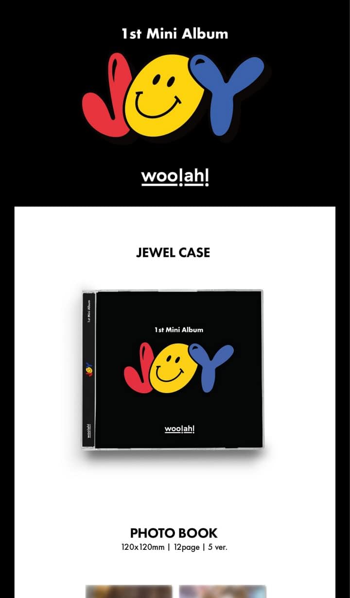 woo!ah! JOY 1st Mini Album Limited Jewel Case Version 5 Cover SET CD+12p PhotoBook+1p Folded Card+1p PhotoCard+Tracking Sealed