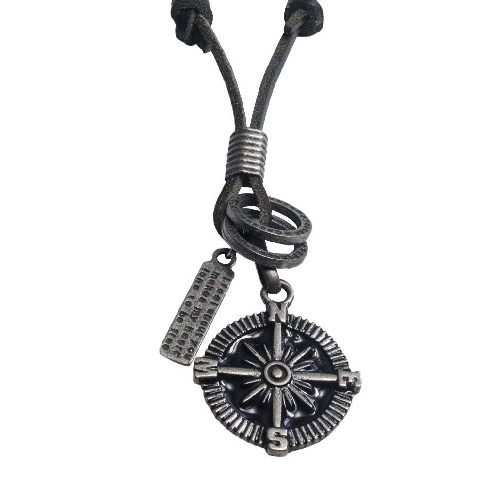 Ebsem Marine and Sealife necklace, genuine leather cord Surfer jewelry for Men & Women Unisex