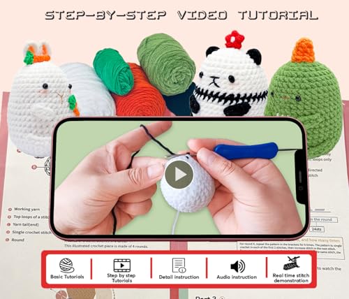 Image of YILAII Crochet Kit for Beginners Stpe-by-Step Video Tutorials Knitting Crochet Supplies for Adults, Learn to Crochet - Ideal Gift for Women - Craft Art Animal Combinations Crochet Kits