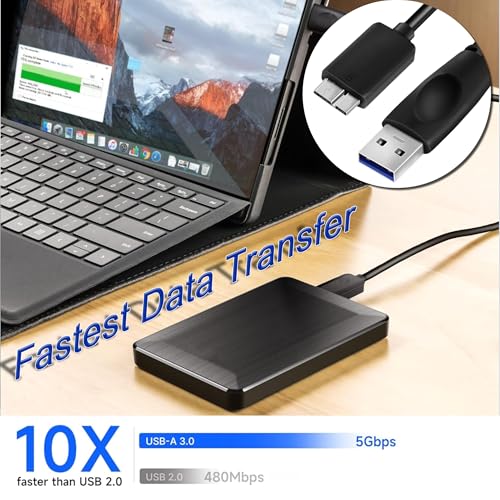 Image of Storite 20cm USB 3.0 A to Micro B Cable for External Hard Drive - Data Transfer Speed Upto 5Gbps - 1 Pack