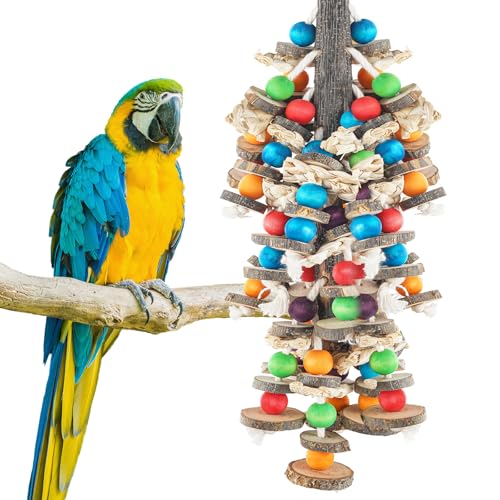 Novelfun Birds Chewing Toy Wooden Parrots Chewing Logs Beak Grinder 40CM