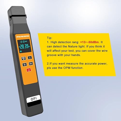 Miniatura 6 de D YEDEMC Identificador de fibra óptica en vivo con respuesta de onda 800-1700nm Construido en 10mw VFL y medidor de potencia óptica OPM Funciones