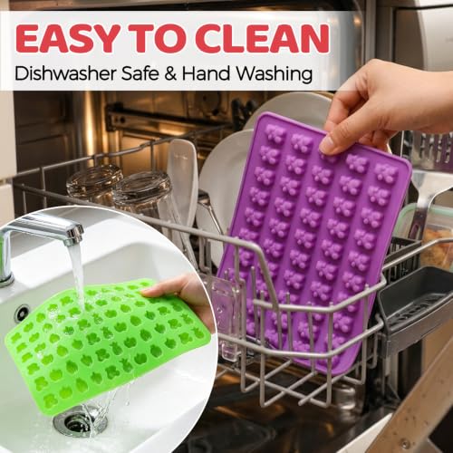 Image of Gummy Molds, 5pcs Gummy Bear Silicone Candy Molds with 2 Droppers & 1 Brush