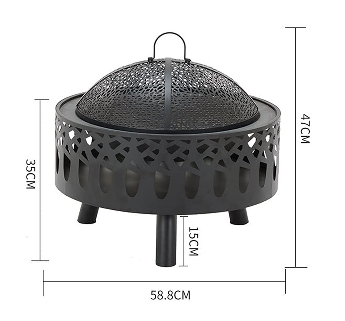 Mesa Multifuncional para Fogatas, Fogatas para Leña, Mesa para Fogatas para Exterior Mesa Redonda para Fogatas para Leña Exterior con Cubierta de Pantalla de Chispa