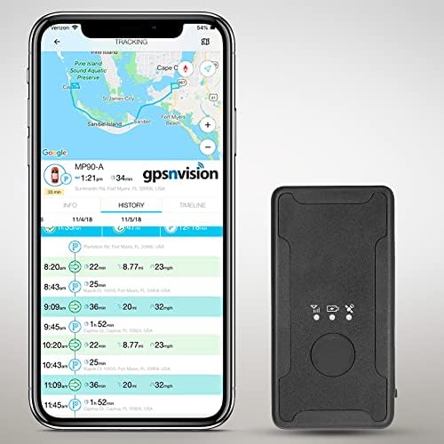 Small GPS Tracker for Vehicles, Love Ones, 3 Week Battery Life, Splash-Proof Casing Included, Hidden GPS Trackers for Kids, Seniors, Spouses and Luggage.