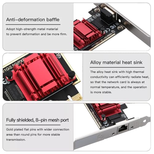 Tarjeta de Red PCI-E x1 a RJ45 RTL8125 IEEE 802.3 2.5G Ethernet para PC de Escritorio miniatura 7